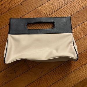 Navy blue and off white clutch